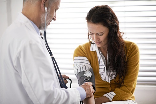 woman doing a health check