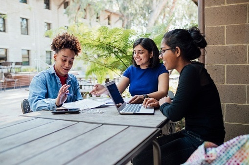 Ladies sitting in a study group